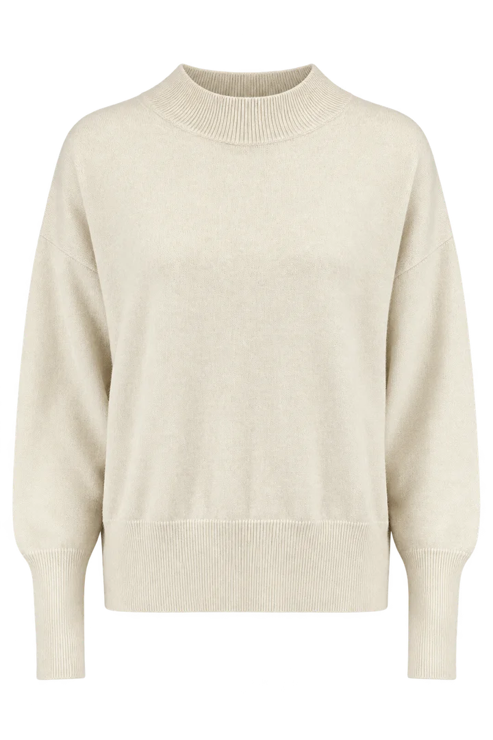 Relaxed crewneck sweater in Cream, ghost-mannequin render