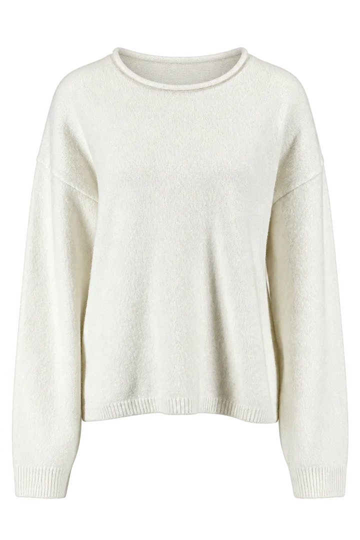 Soft crewneck sweater in Ivory, ghost-mannequin render