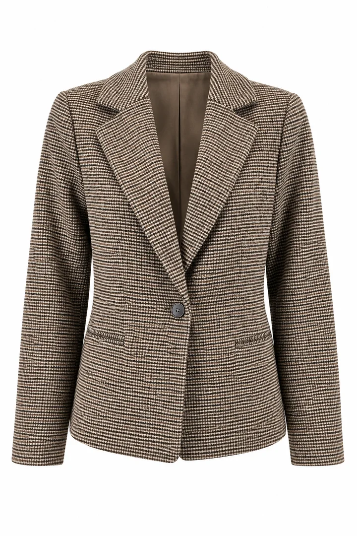 Checked tailored blazer in Brown check, ghost-mannequin render